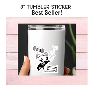 3" Tumbler Horse Sticker / Off Course Bucking / WATERPROOF